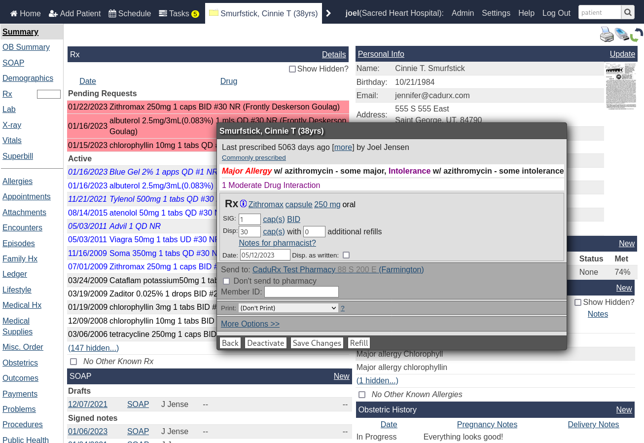 E-prescribing screenshot