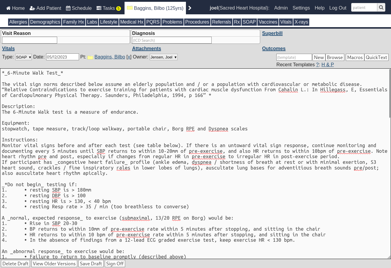 Encounter notes screenshot
