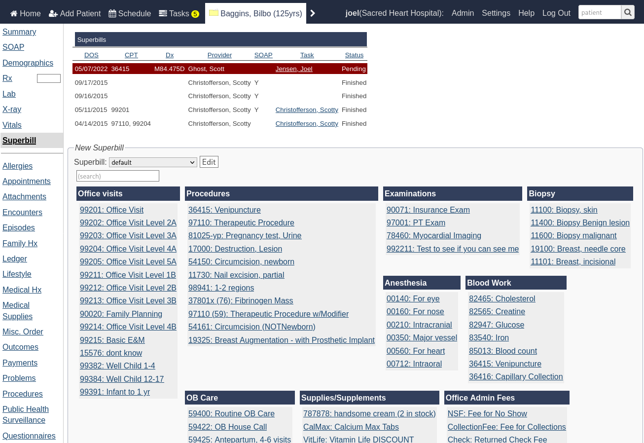 Billing screenshot